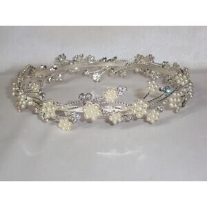 pearl rhinestone headband tiara crown, bridal prom princess party birthday tiara